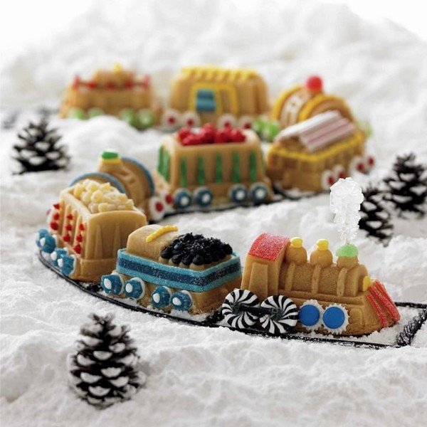 Formiņa 9 mini kēksiem vilciena formā, sudraba krāsā Nordic Ware Train, 1,2 l-image-2