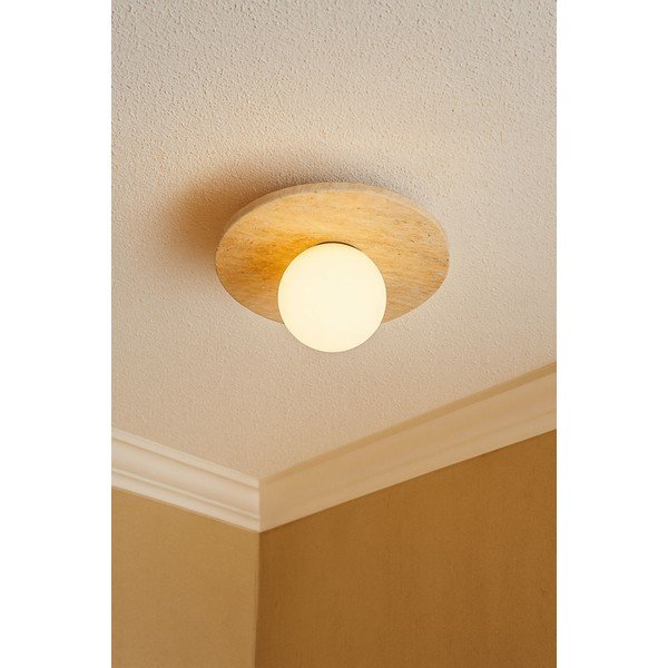 Bēša akmens griestu lampa ar stikla abažūru ø 12 cm Hilde – Opviq lights-image-1