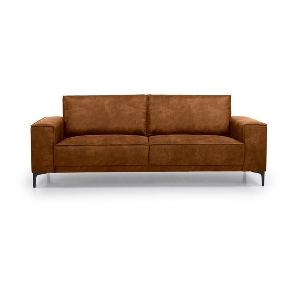 Konjakbrūns dīvāns no ādas imitācijas 224 cm Copenhagen – Scandic