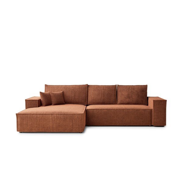 Vara krāsas salokāms stūra dīvāns no šenila auduma ar uzglabāšanas vietu (ar kreiso stūri/ar zvilni) Maze – Maison de Rêve