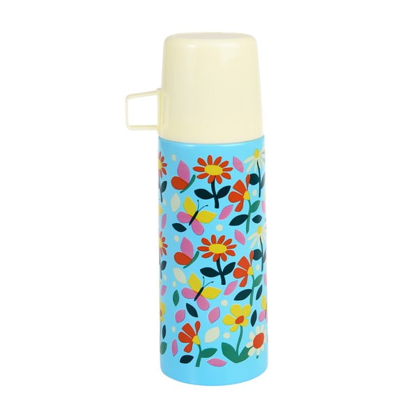 Zils/krēmkrāsas bērnu termoss 350 ml Butterfly Garden – Rex London
