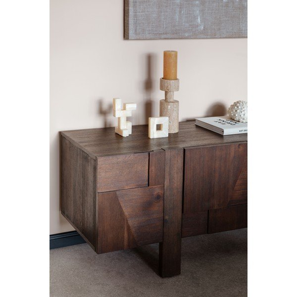 Tumša dabīga toņa masīvkoka TV galdiņš 188x60x45 cm Bruneau – Dutchbone-image-4