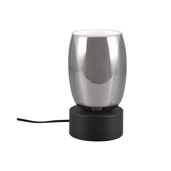 Melna/sudraba krāsas galda lampa ar stikla abažūru (augstums 24 cm) Barret – Trio Select-image-1