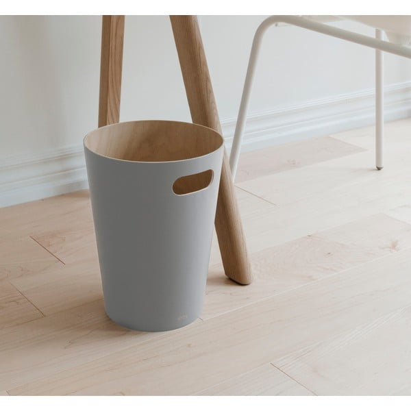 Gaiši pelēka koka atkritumu tvertne 7,5 l Woodrow – Umbra-image-1