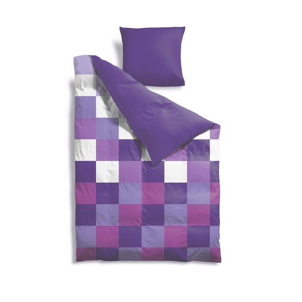 Pagarinātā gultasveļa Purple Pixel, 140x220 cm