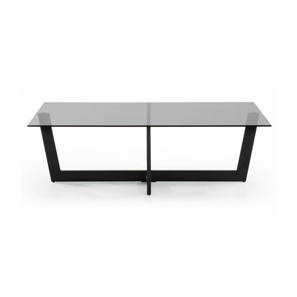 Melns žurnālgaldiņš ar stikla galda virsmu 70x120 cm Plam – Kave Home