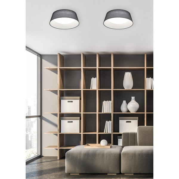 Melna LED griestu lampa ar auduma abažūru Ponts – Trio-image-1