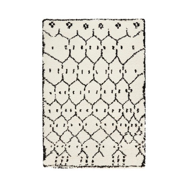 Balts un melns paklājs Mint Rugs Allure Ronno White, 80 x 150 cm