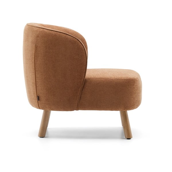 Terakotas oranžs atpūtas krēsls no šenila auduma Ulit – Kave Home-image-3