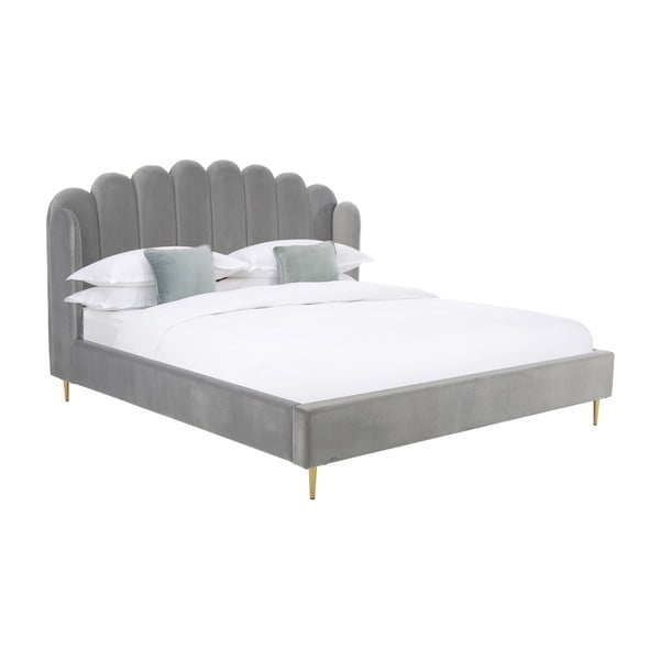 Pelēka gulta Westwing Collection Glamour, 160 x 200 cm
