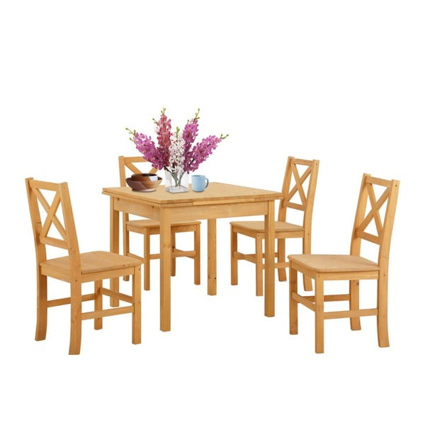 Støraa Marlon pusdienu galda un 4 krēslu komplekts no priedes koka