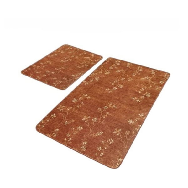 Brūni samta vannas istabas paklājiņi (2 gab.) 60x100 cm – Mila Home