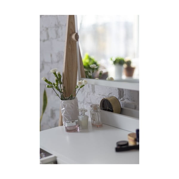 Balts tualetes poda statīvs ar atvilktni un spoguli Ragaba Leno-image-2