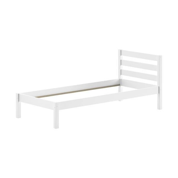 Balta priedes masīvkoka bērnu gulta bez režģa 90x200 cm Pino – Vipack