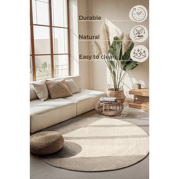 Krēmkrāsas divpusējs/ar rokām darināts džutas apaļš paklājs ø 100 cm Braided – Hanse Home-image-3