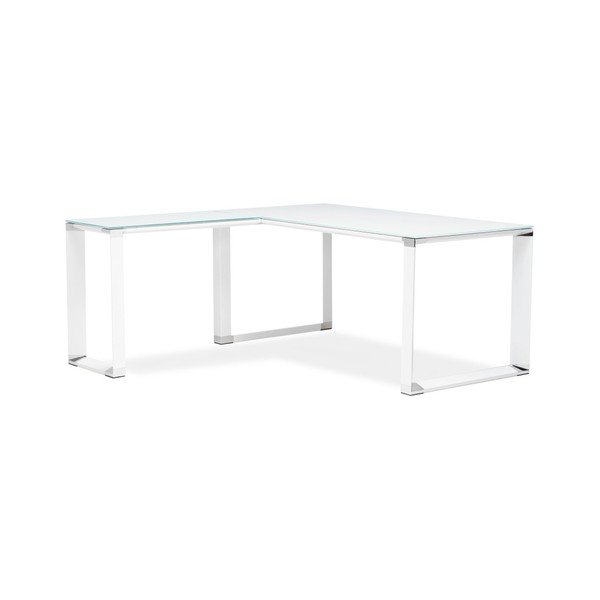 Balts stūra rakstāmgalds ar stikla virsmu Kokoon Warner-image-2