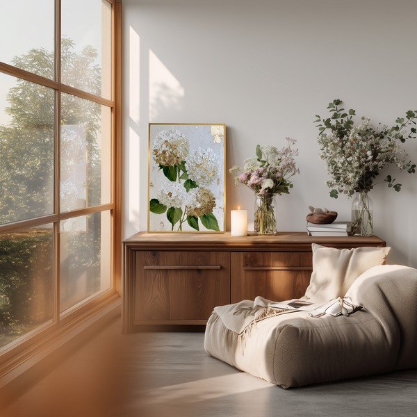 Drukāta glezna ar rāmi 60x90 cm Hydrangea – Styler-image-1
