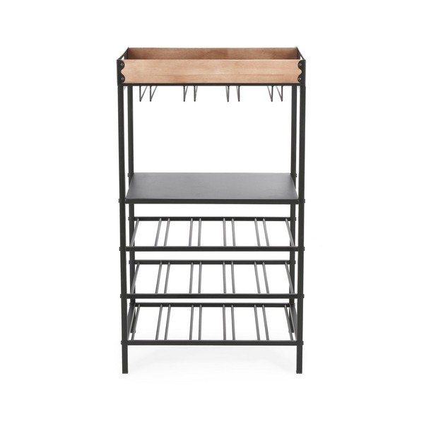 Melns metāla vīna skapis pudeļu skaits 15, 48,5x84,5x34 cm Isaac – Yes Everyday-image-3