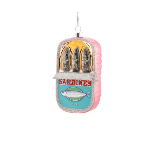 Stikla Ziemassvētku eglītes rotājums 7 cm Can of Sardines – Sass & Belle