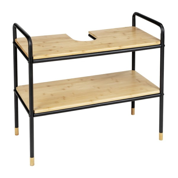 Melns/dabīga toņa bambusa skapītis zem izlietnes 70x60 cm Loft – Wenko-image-2