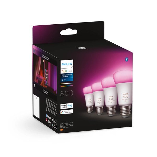 LED spuldzes ar E27 spuldžu ietveri (4 gab.), 9 W White and color ambiance – Philips Hue-image-2