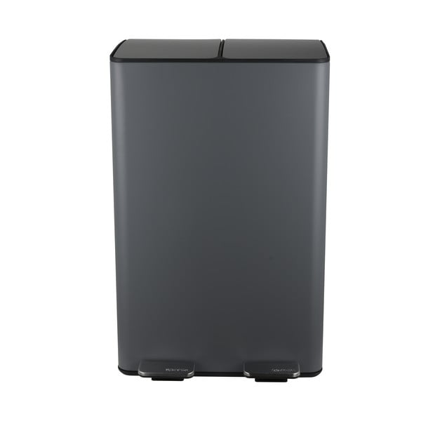 Tumši pelēka atkritumu šķirošanas tērauda atkritumu tvertne ar pedāli 2x30 l   Aliya – Spirella-image-4