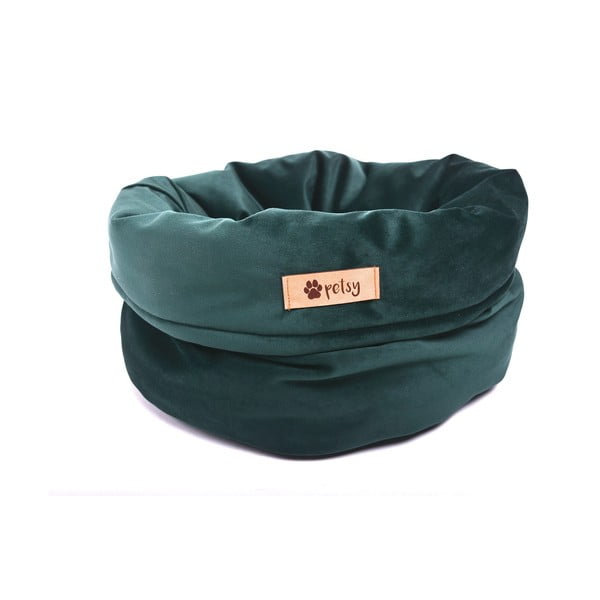 Tumši zaļa samta gulta mājdzīvniekiem ø 40 cm Basket Royal – Petsy