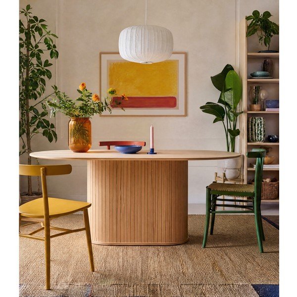 Ēdamgalds ar ozolkoka imitācijas galda virsmu 95x180 cm Nola – Unique Furniture-image-3