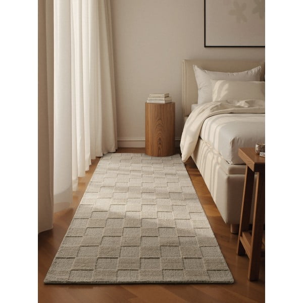 Krēmkrāsas ar rokām darināts vilnas celiņa paklājs 80x200 cm Scala – Villeroy&Boch-image-1