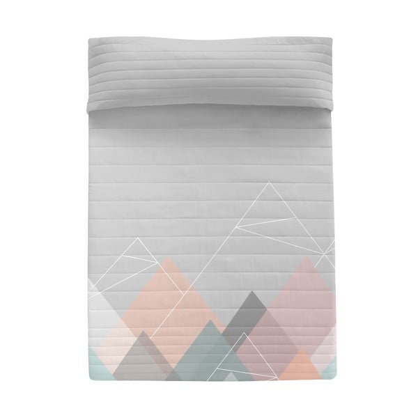 Rozā/pelēks kokvilnas stepēts gultas pārklājs 180x260 cm Range – Blanc