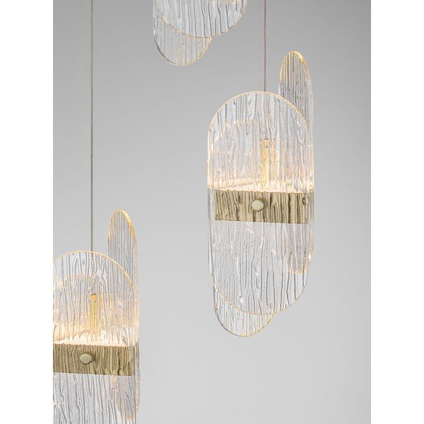 Misiņa krāsas metāla LED piekaramā lampa ar regulējamu spilgtumu ar stikla abažūru ø 32 cm Lucien – Nova Luce-image-4