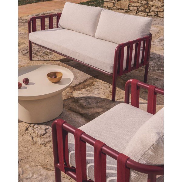 Sarkans/bēšs alumīnija dārza atpūtas komplekts 4 personām Omala – Kave Home-image-2