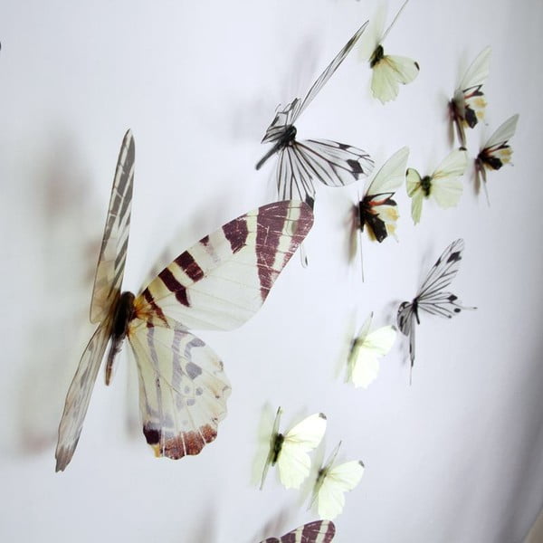 18 baltu līmlīmju 3D uzlīmju komplekts Ambiance Butterflies Chic