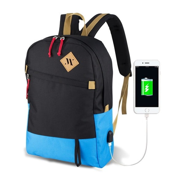 Melna/tirkīzzila mugursoma ar USB portu My Valice FREEDOM Smart Bag