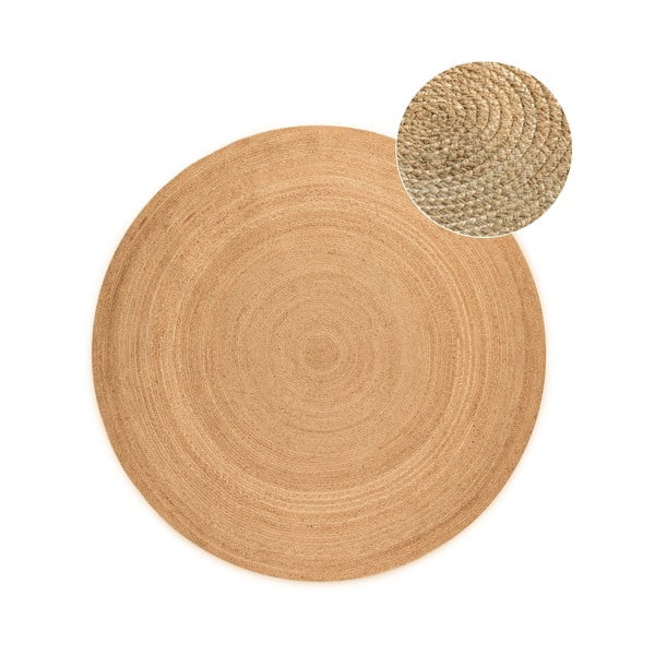 Dabīga toņa divpusējs džutas apaļš paklājs ø 200 cm Braided – Hanse Home