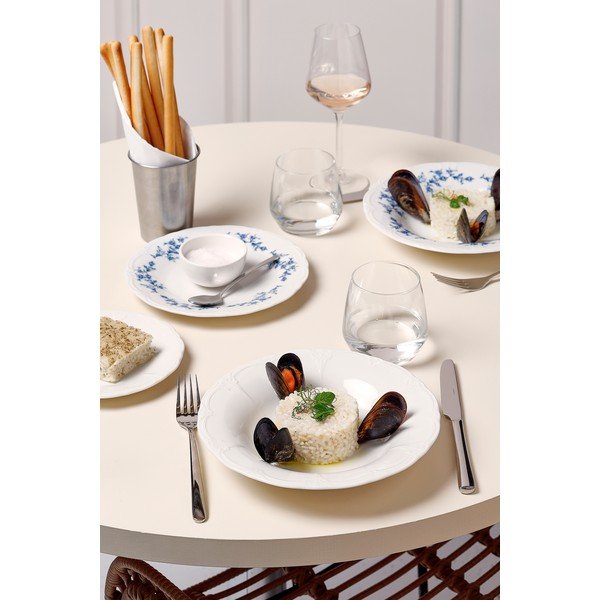 Balts/zils zupas porcelāna šķīvis ø 23,5 cm Retro – BonBistro-image-3