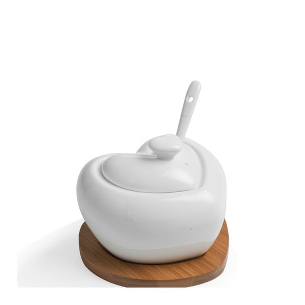 Porcelāna cukurtrauks ar karoti un bambusa paliktni Brandani Heart-image-3