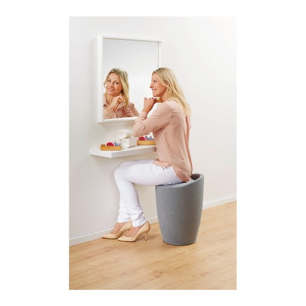 Gaiši pelēks veļas grozs un taburete Wenko Linen Look , 20 l-image-1