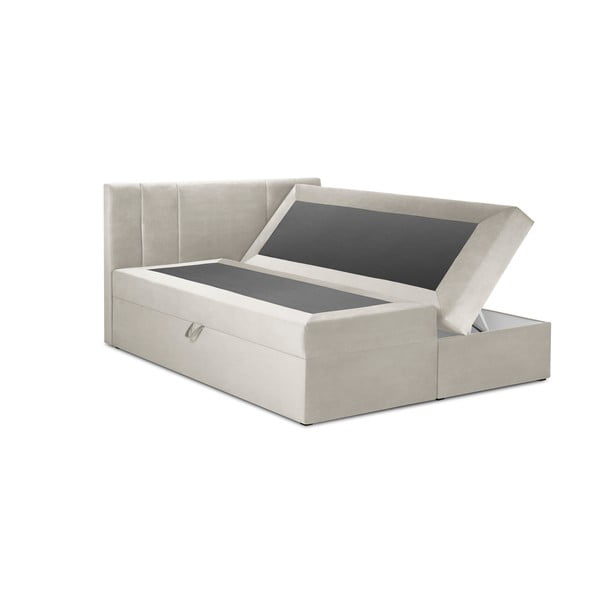Bēša samta divguļamā gulta Mazzini Beds Afra, 200 x 200 cm-image-2