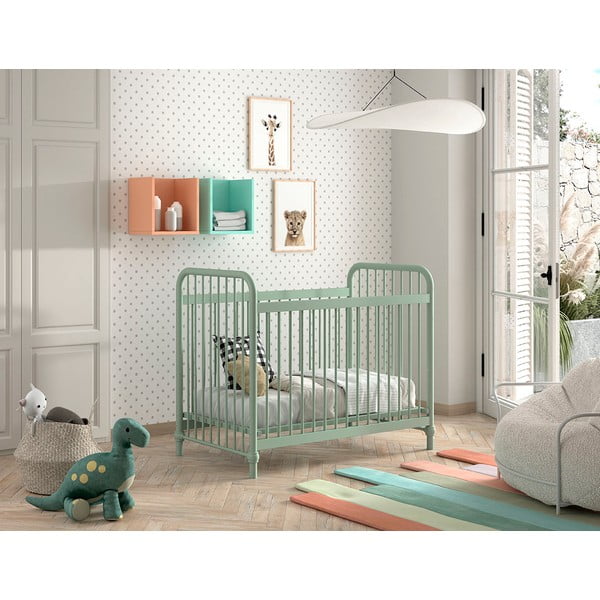Zaļa metāla bērnu gultiņa 60x120 cm BRONXX – Vipack-image-3