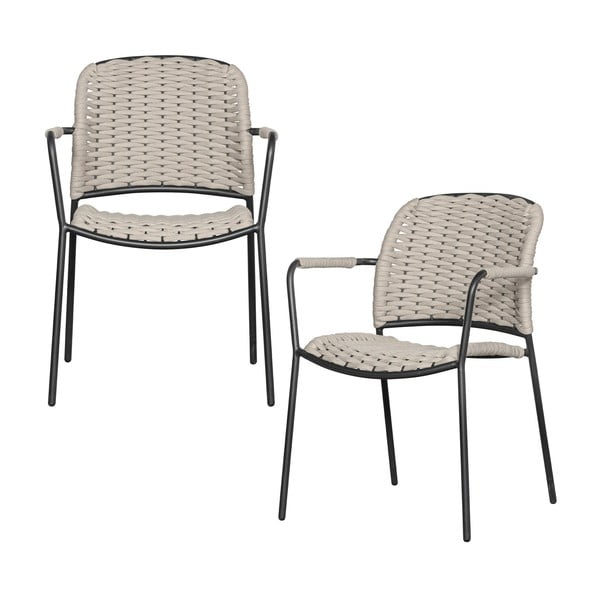 Melni/bēši metāla dārza krēsli (2 gab.) Taku – Exotan-image-1