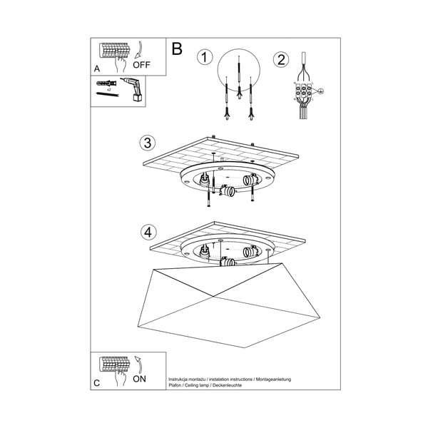 Sudraba krāsas griestu lampa 45x45 cm Koma – Sollux-image-3