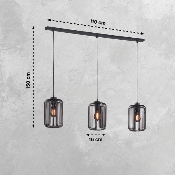 Melna piekaramā lampa ar metāla abažūru Cage – Fischer & Honsel-image-2