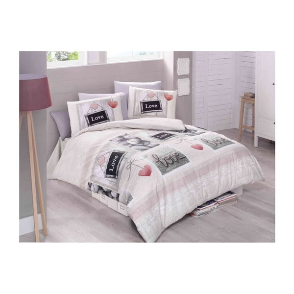 Kokvilnas gultasveļa ar palagu divguļamai gultai Romantique, 200 x 220 cm