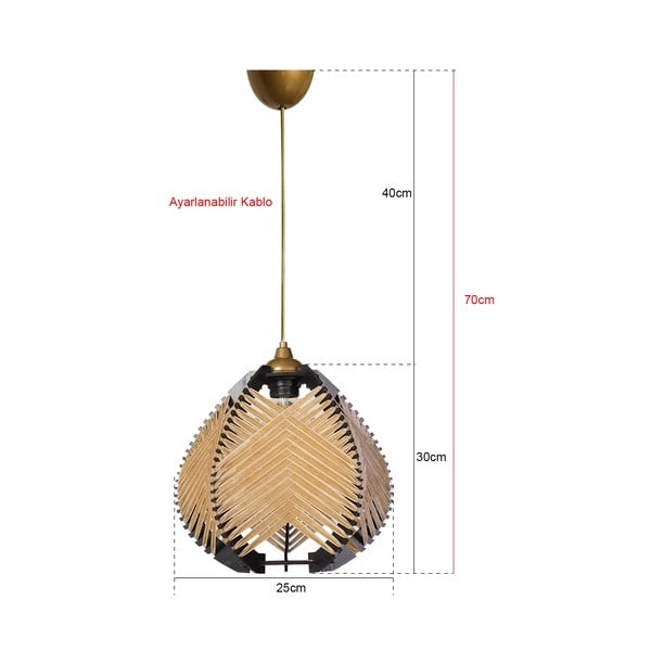 Melna/bēša piekaramā lampa ar auduma abažūru ø 25 cm – Opviq lights-image-2