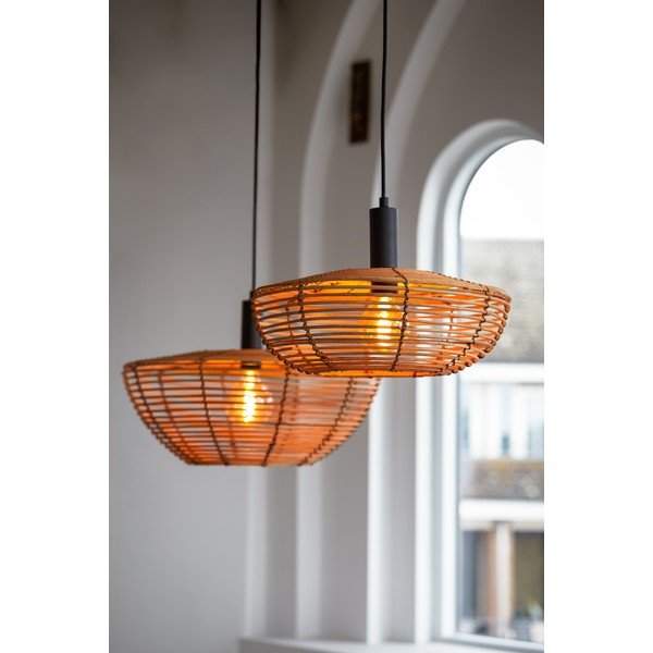 Griestu lampa dabīgā tonī ar rotangpalmas abažūru ø 50 cm Milan – Light & Living-image-1