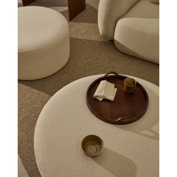 Krēmkrāsas pufs no buklē auduma Kaeli – Kave Home-image-2