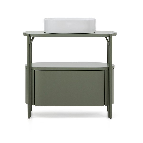 Zaļš skapītis zem izlietnes 90x81 cm Arely – Kave Home-image-3