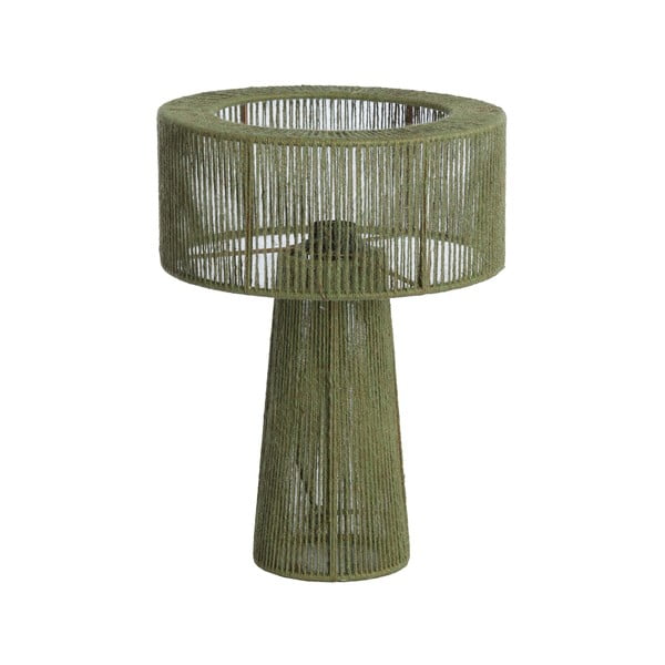 Zaļa galda lampa ar džutas abažūru (augstums 40 cm) Selva – Light & Living