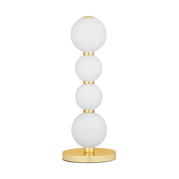 Balta/zelta krāsas metāla LED galda lampa ar stikla abažūru (augstums 31 cm) Perla – Nova Luce
